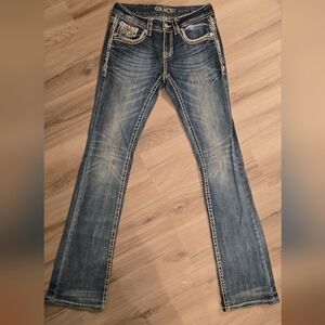 Grace Women's Boot Cut Jeans - Distressed Blue